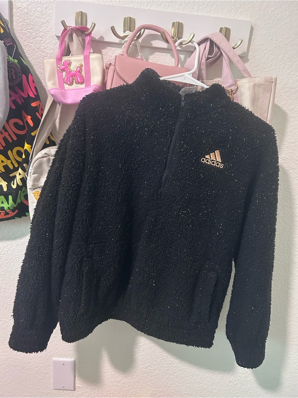 adidas Black Sherpa Puffer Jacket for Kids